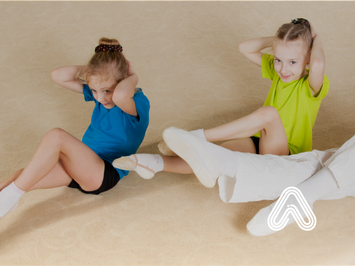 young girls doing exercise 