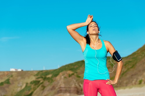 Exhausted woman after running