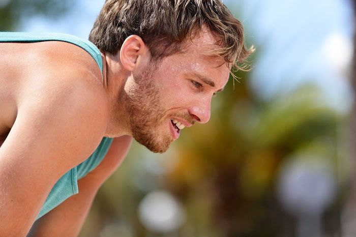 man sweating after workout