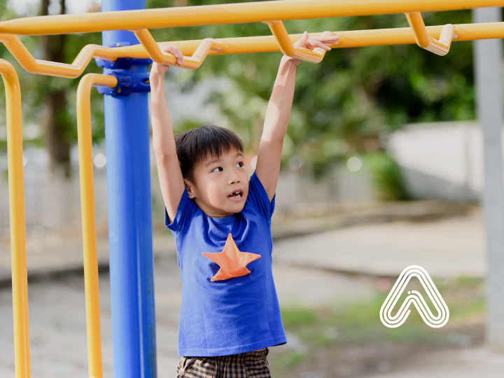 child on climbing frame