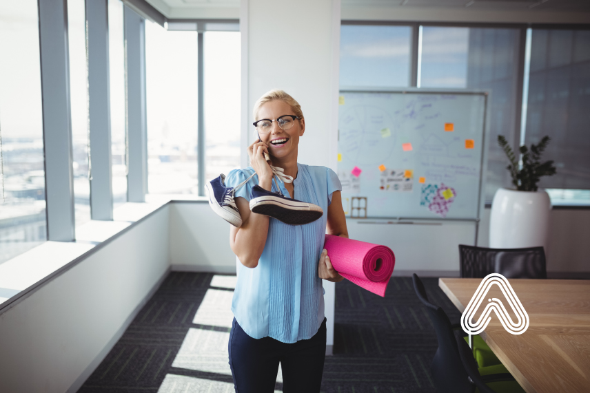 office worker doing yoga