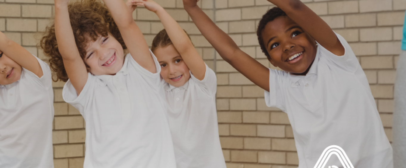 Kids stretching in PE