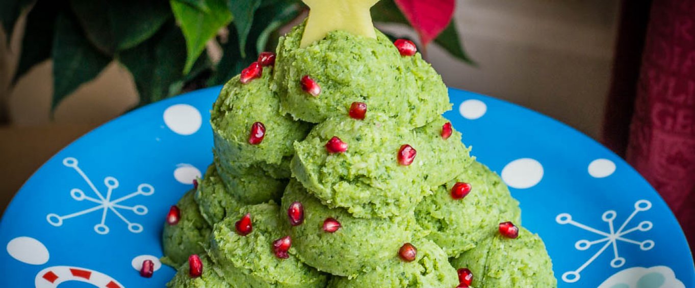 Edible Christmas Tree Made from Green Mashed Potatoes