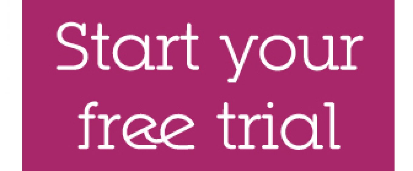 'Start your free trial' text with a purple background