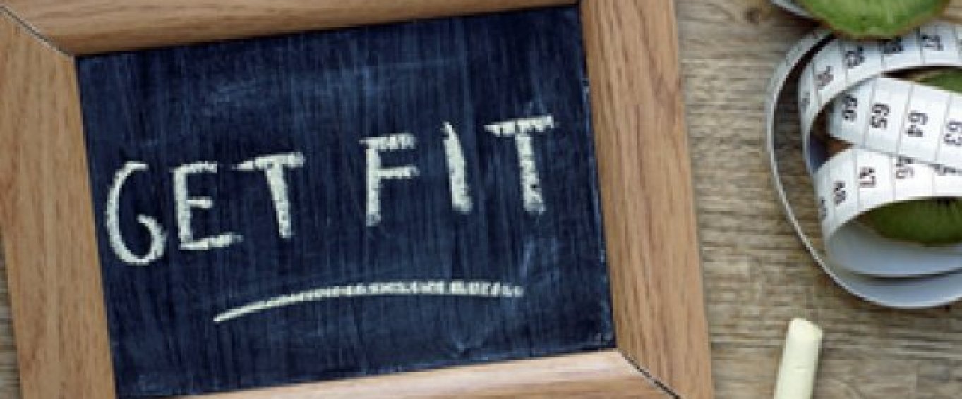 Get fit written on a chalkboard