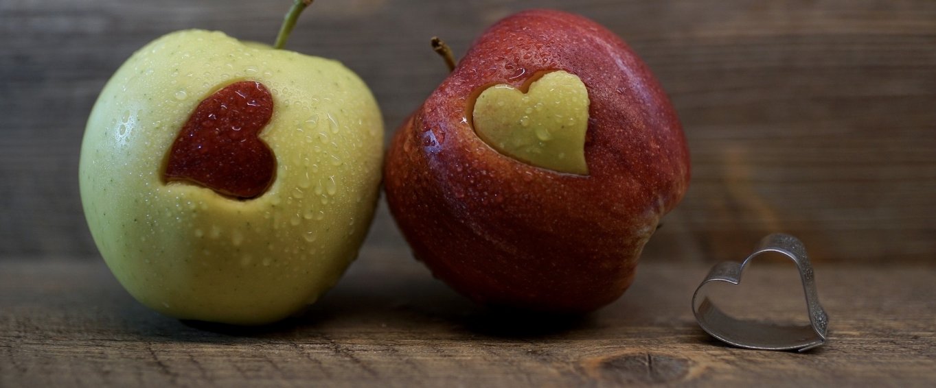 Two Apples with a Heart Shape