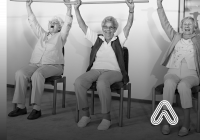 Older ladies exercising while sat down
