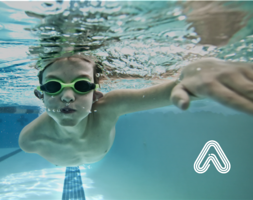 Young boy swimming