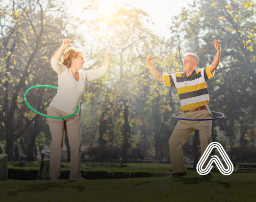 adults doing hula hoop