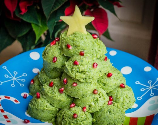 Edible Christmas Tree Made from Green Mashed Potatoes