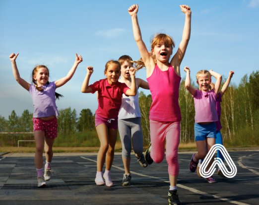 children running in school