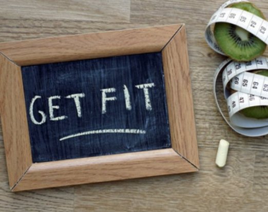 Get fit written on a chalkboard