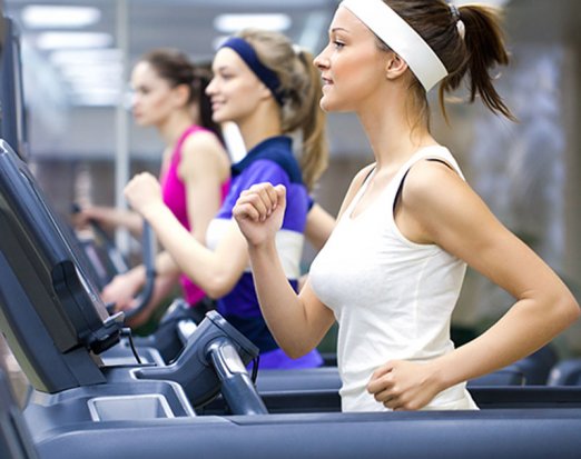 Women running on a treadmill