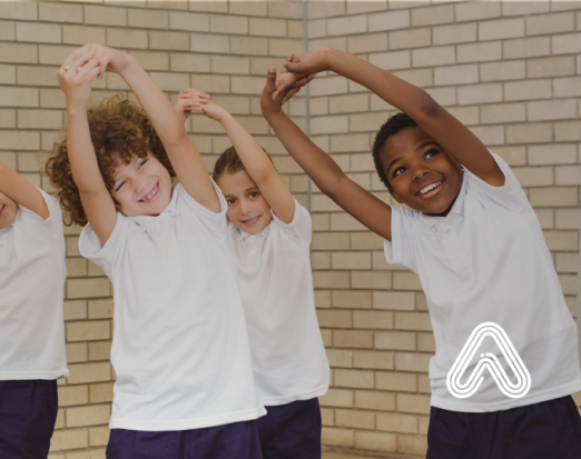 Children stretching in PE lesson