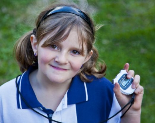 Child with a stopwatch