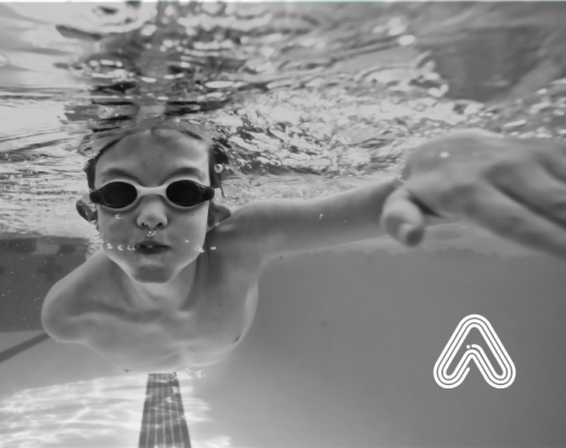 Young boy swimming