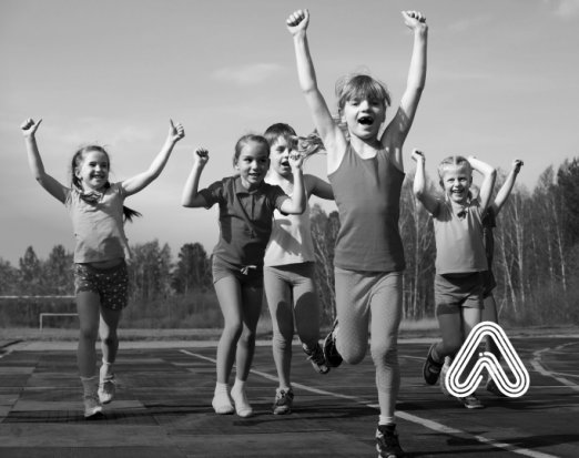 children running in school