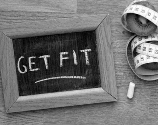 Get fit written on a chalkboard