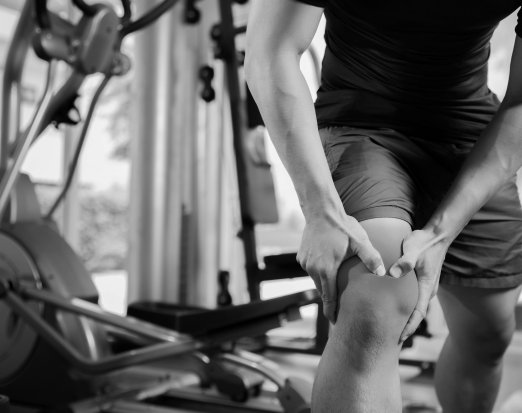 Man with knee doms
