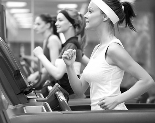 Women running on a treadmill