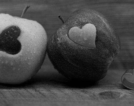 Two Apples with a Heart Shape